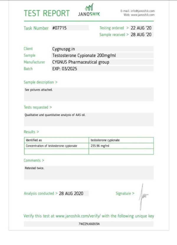 Testosterone Cypionate (Cygnus Pharma) (2000mg) – Bild 2