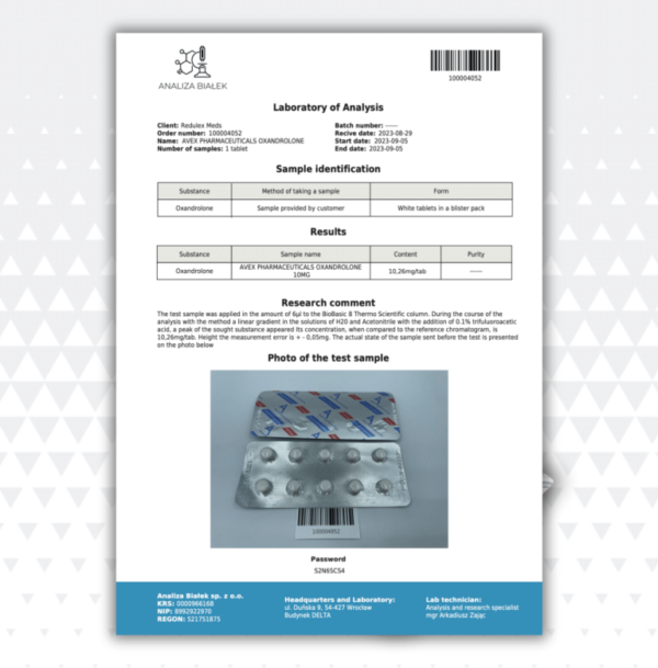 Oxandrolone (Anavar) (Avex Pharma) (100 Tabletten x 10 mg) – Bild 2