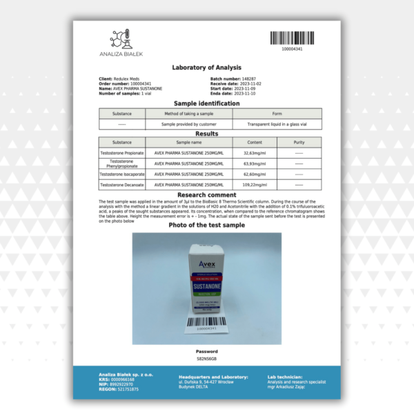 Testosterone Mix (Sustanon) (Avex Pharma) (2500 mg) – Bild 2